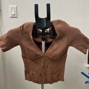 Free People Taupe Knit Top